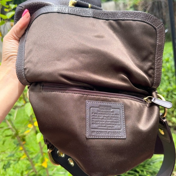 Coach Signature Sufflette Pebbled Leather Shoulder Chocolate Brown SOHO - Picture 14 of 17